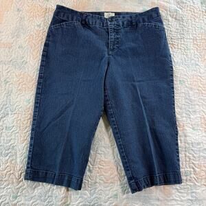 St Johns Bay Crop Jeans Womens 12P Blue Denim Capri Mid Rise Stretch